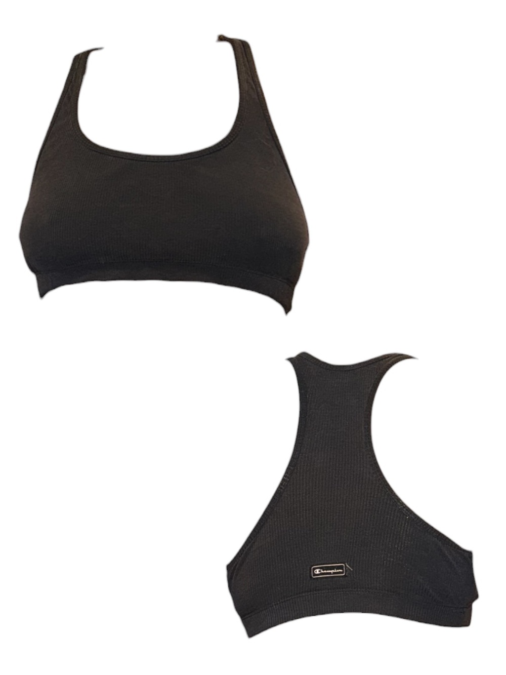 Champion Ribbed Black Sports Bra